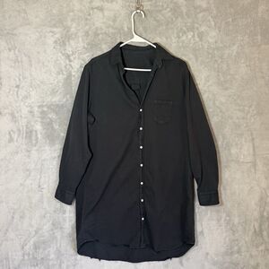 Frank & Eileen Dress Mary Shirtdress M Classic Black Tattered 100% Cotton USA